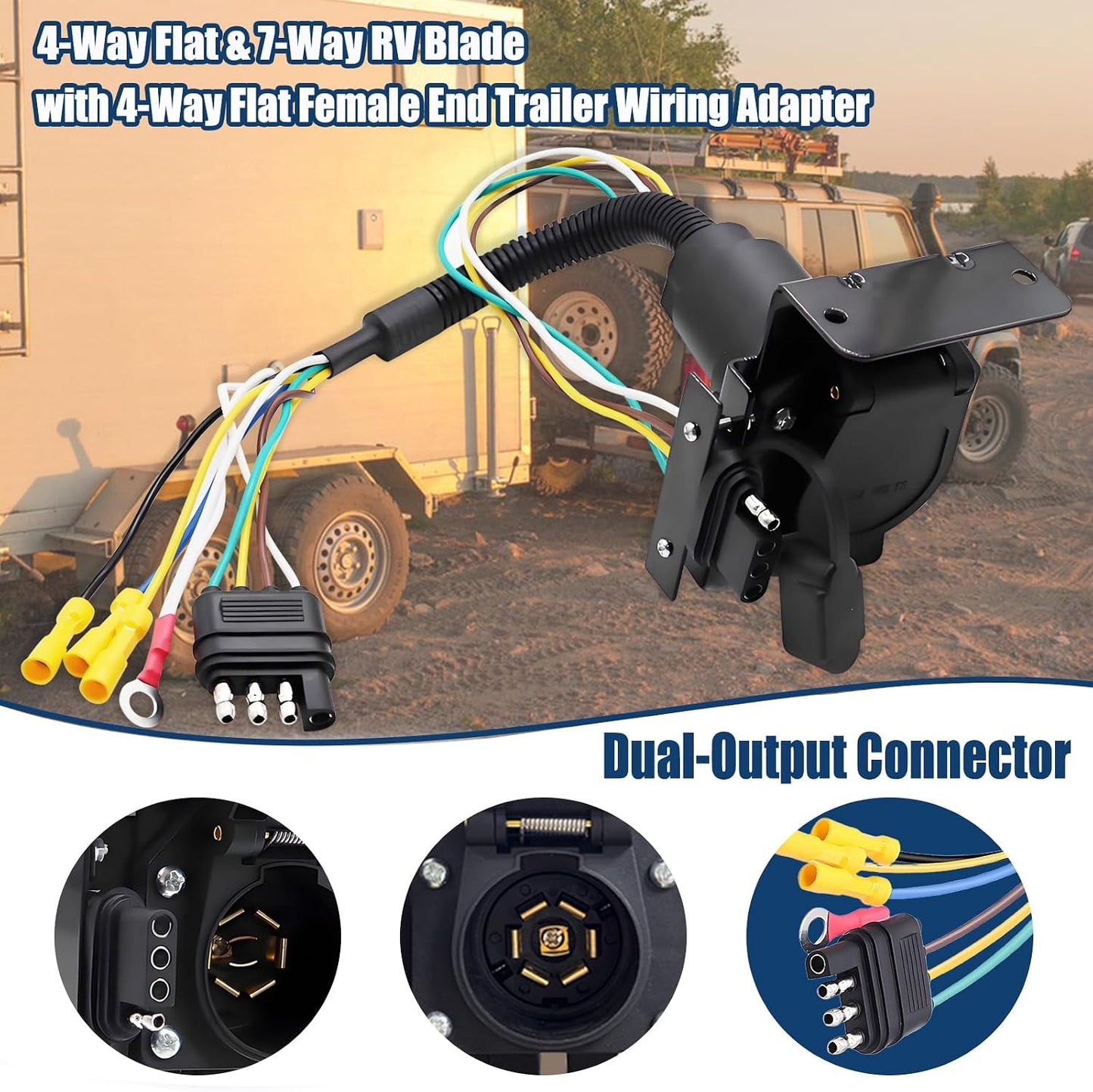 Adaptador enchufe remolque 7 a 4 pines conector dual