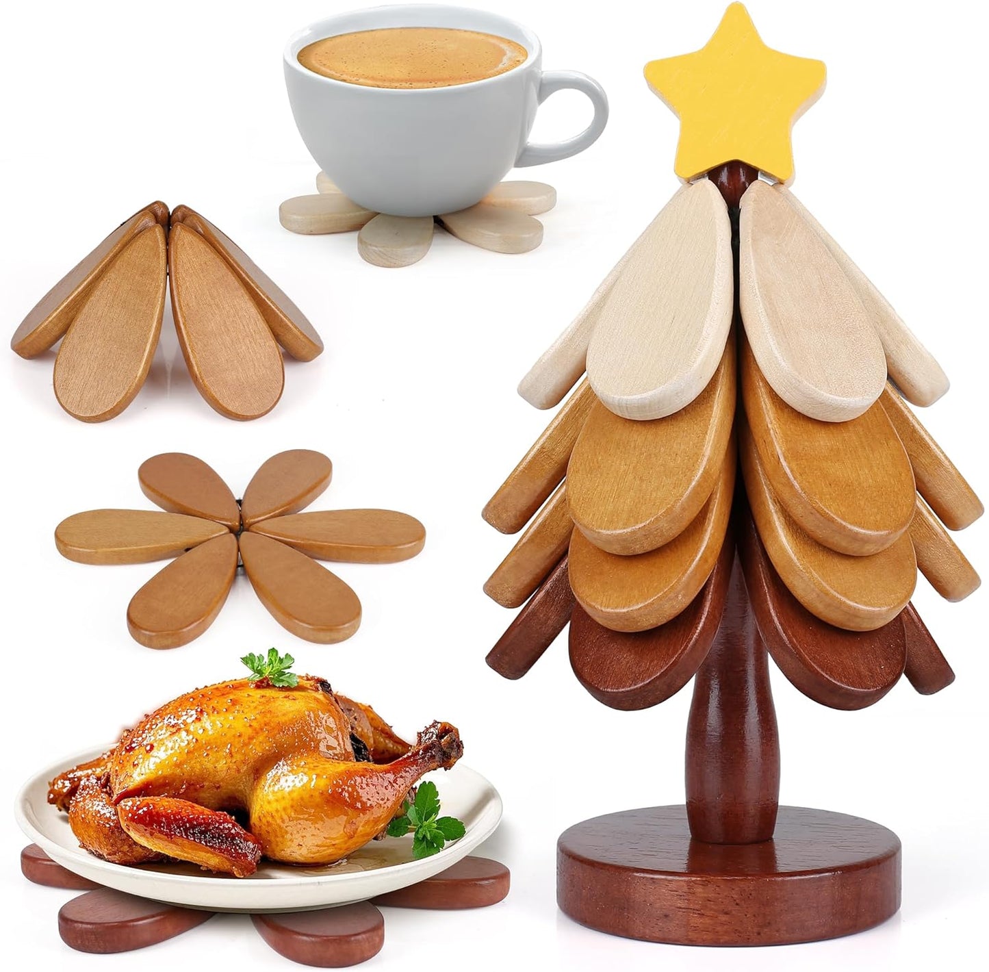Salvamanteles madera set 4 mesa decoración
