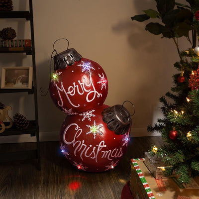 Adorno bola Navidad 30pulg con luces LED color rojo