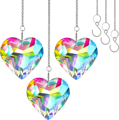 Atrapasueños cristal corazón vidrio para ventana jardín set 3