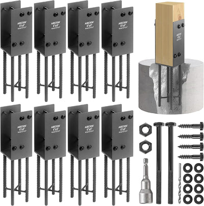 Soporte poste valla forma U 3.5x3.5pulg pack 8