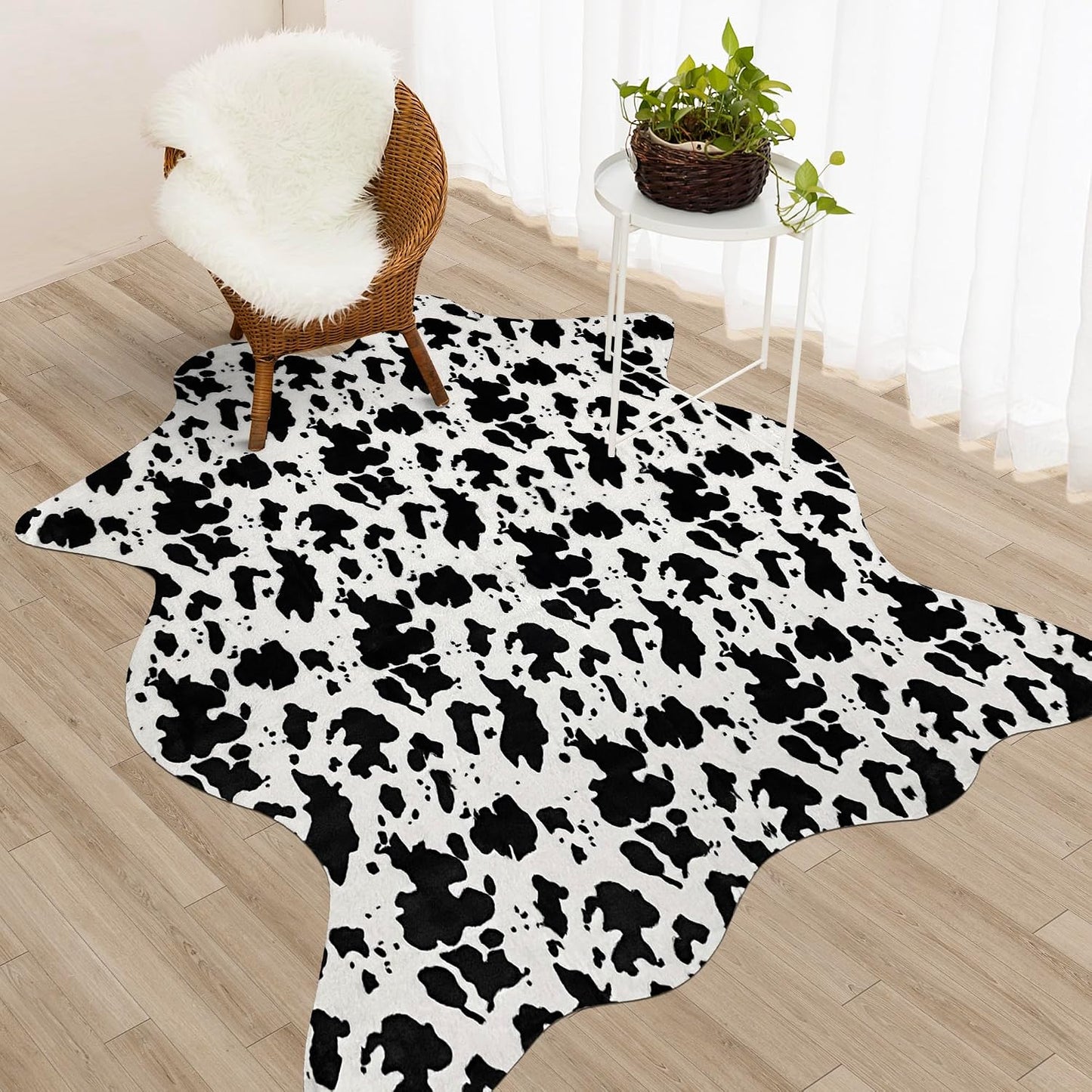 Alfombra estampado vaca sintética 4.6x5.2ft sala dormitorio