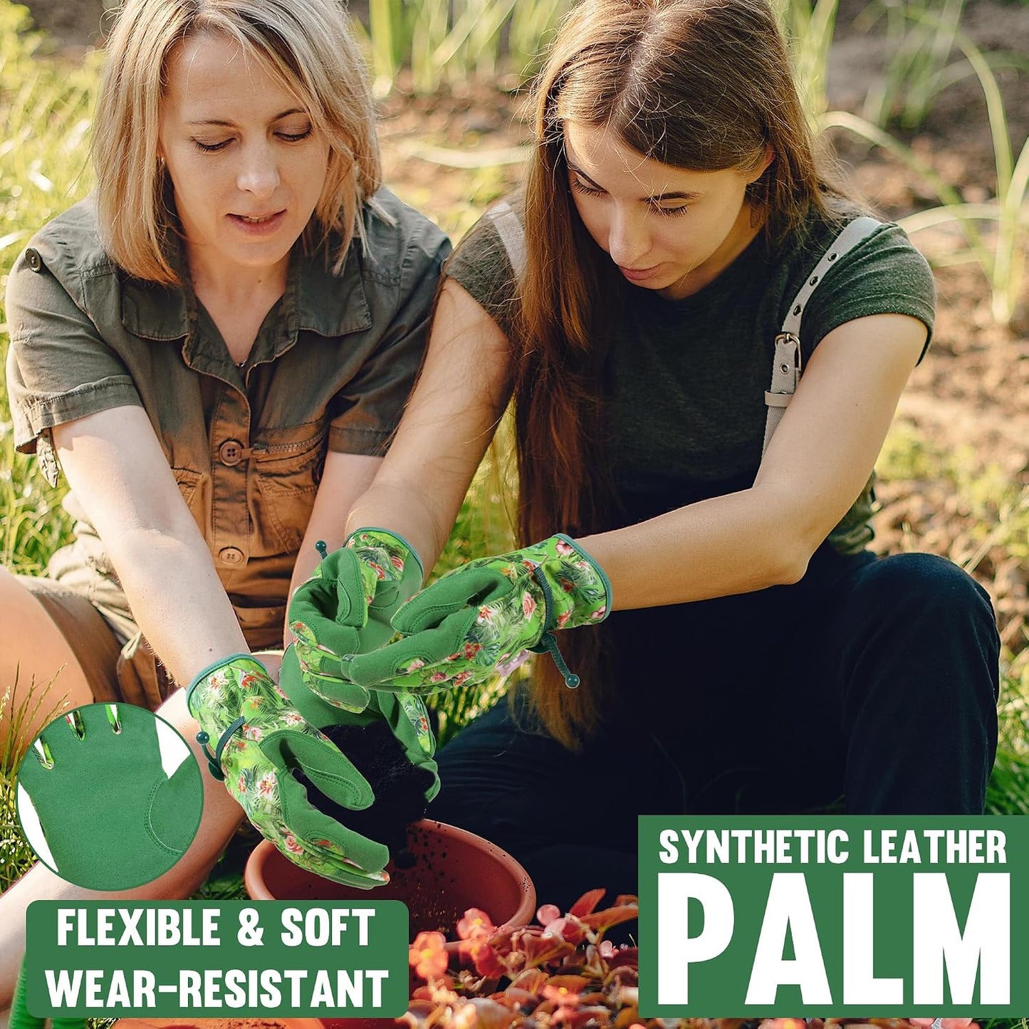 Guantes cuero para mujer jardinería mecánica flexible