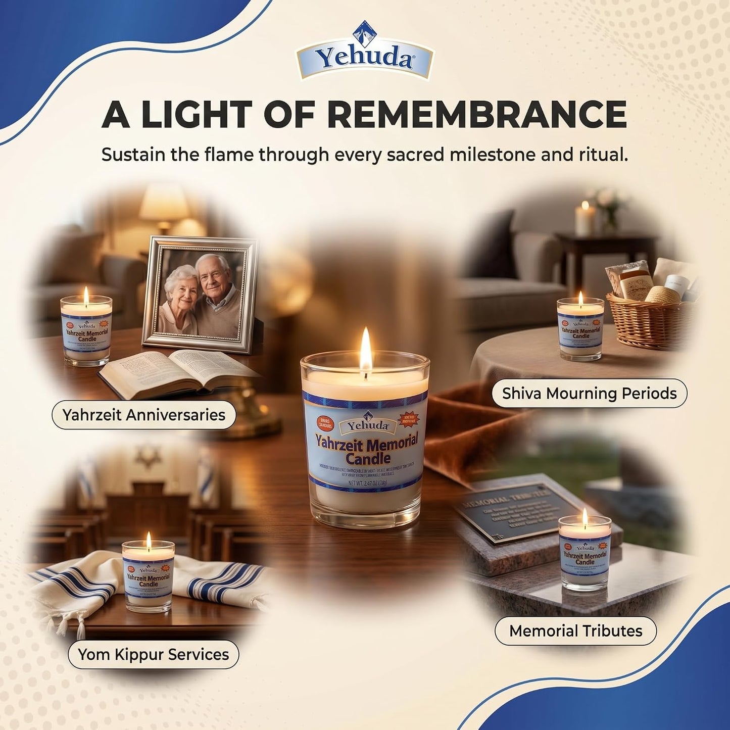 Velas Yahrzeit 24h en vidrio pack 24 velas conmemorativas