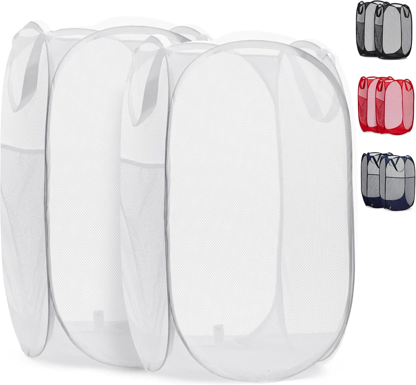 Cesta malla plegable con bolsillo lateral para ropa
