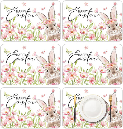 6 Manteles Plástico Conejo Pascua 11x16pulg Lavables