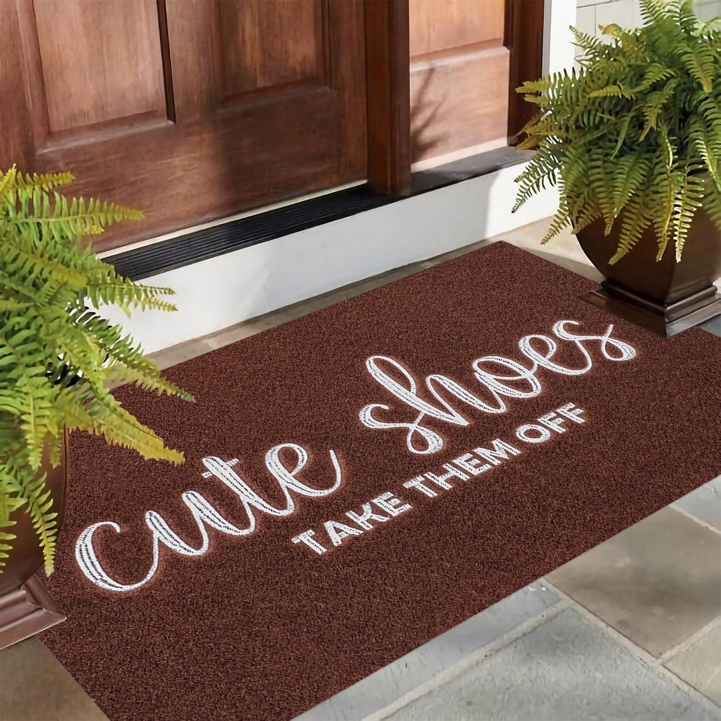 Felpudo entrada goma para puerta casa 36x24 Café