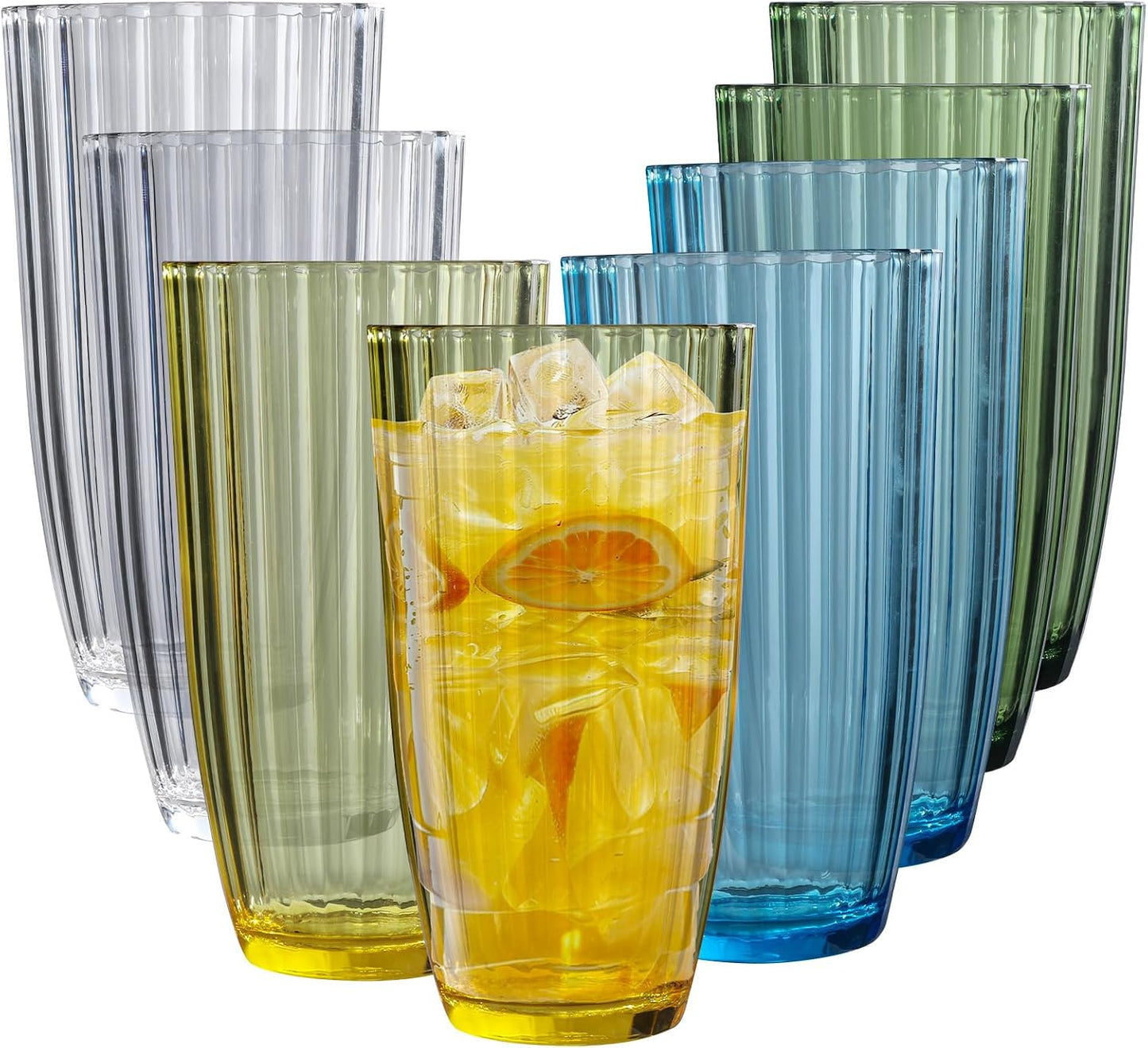 Vasos plástico acrílico 20oz set 8 apilables