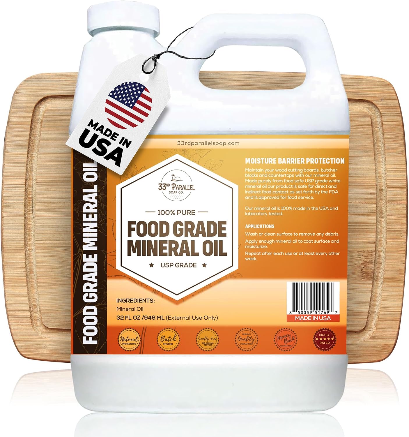 Aceite mineral alimenticio 32oz para cortar y encimeras