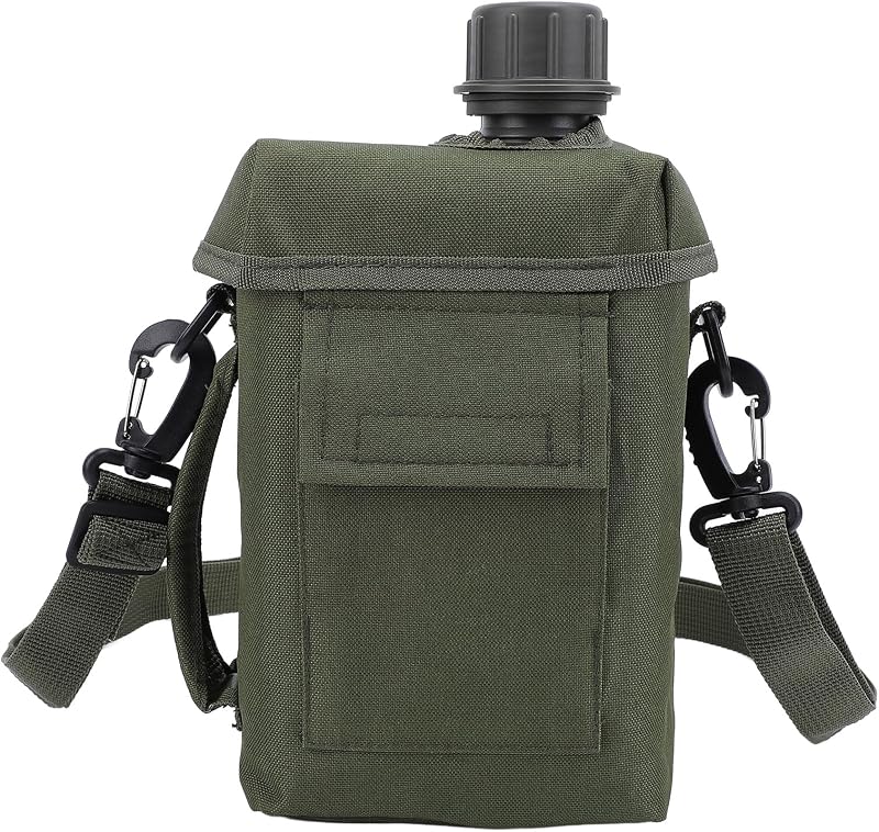 Cantina agua 2l portátil con bolsa cintura camping verde