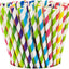 200 Popotes Papel A Rayas Biodegradables Colores Surtidos