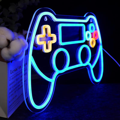 Cartel neón mando videojuegos brillo ajustable 16.5x11.2pulg