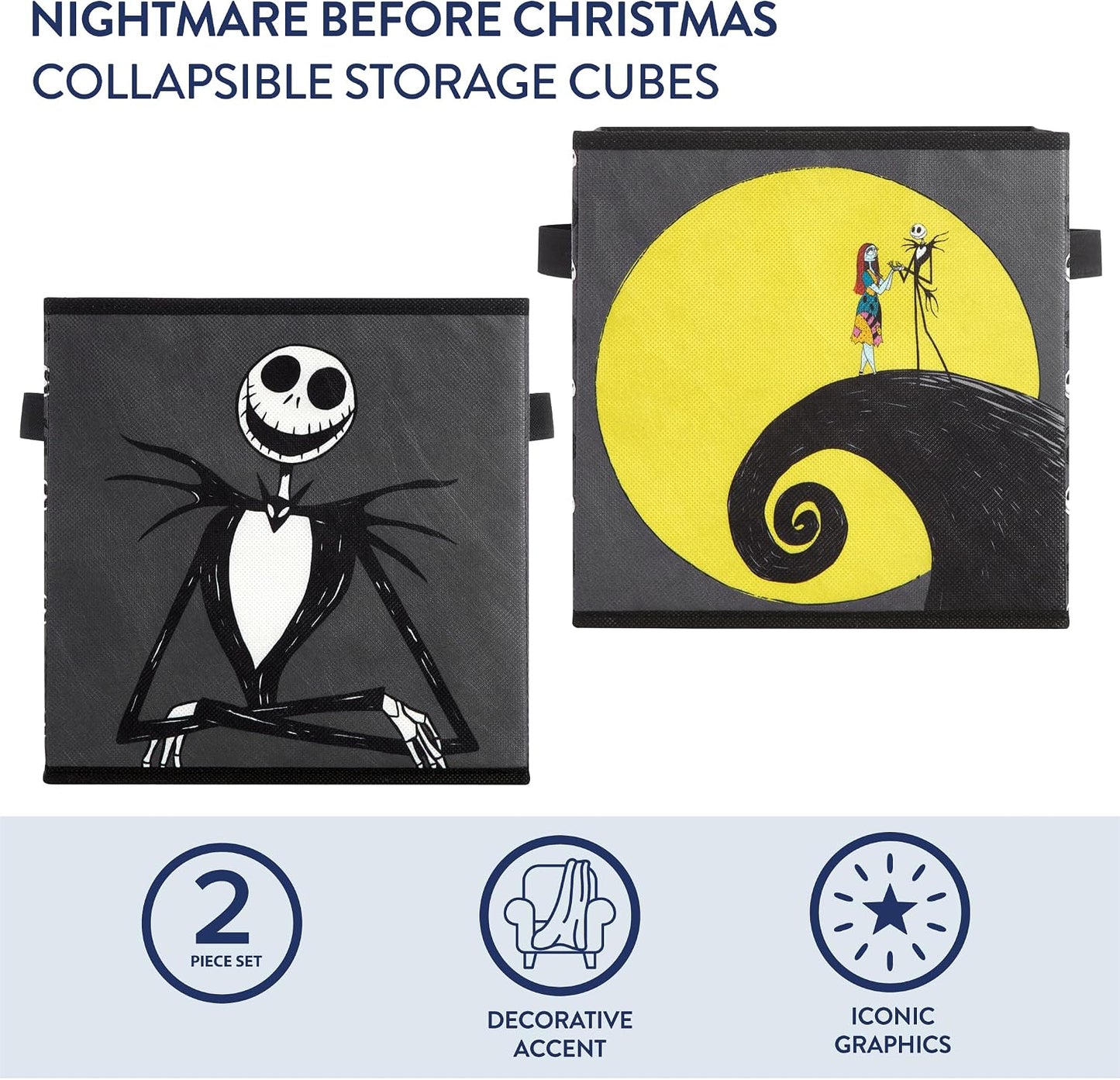 Set 2 cubos almacenamiento 10x10x10" Jack y Sally