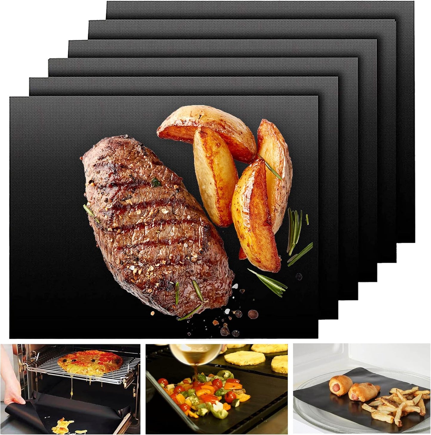 6 Tapetes antiadherente para parrilla horno gas carbón