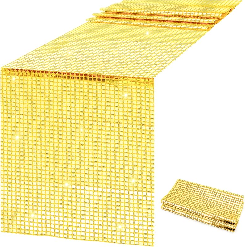 Mesa Dorados Purpurina 13x72pulg Espejo Lentejuelas 70s