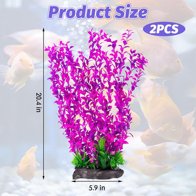 Plantas plásticas acuario decoración 20.4pulg 2uds