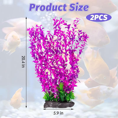 Plantas plásticas acuario decoración 20.4pulg 2uds