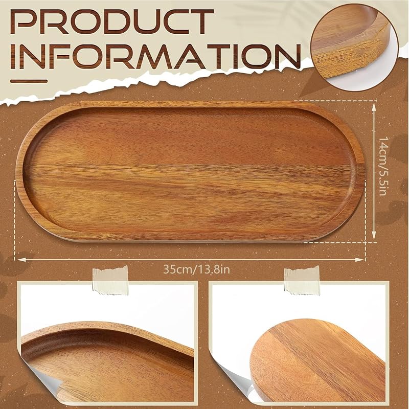 Bandejas servir madera 13.8x5.8pulg platos ovalados