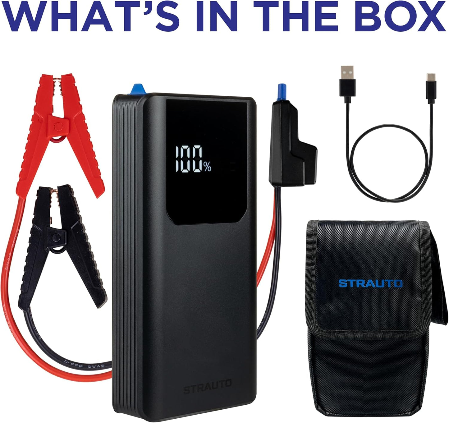 Arrancador batería coche 12V con USB-A/USB-C y linterna