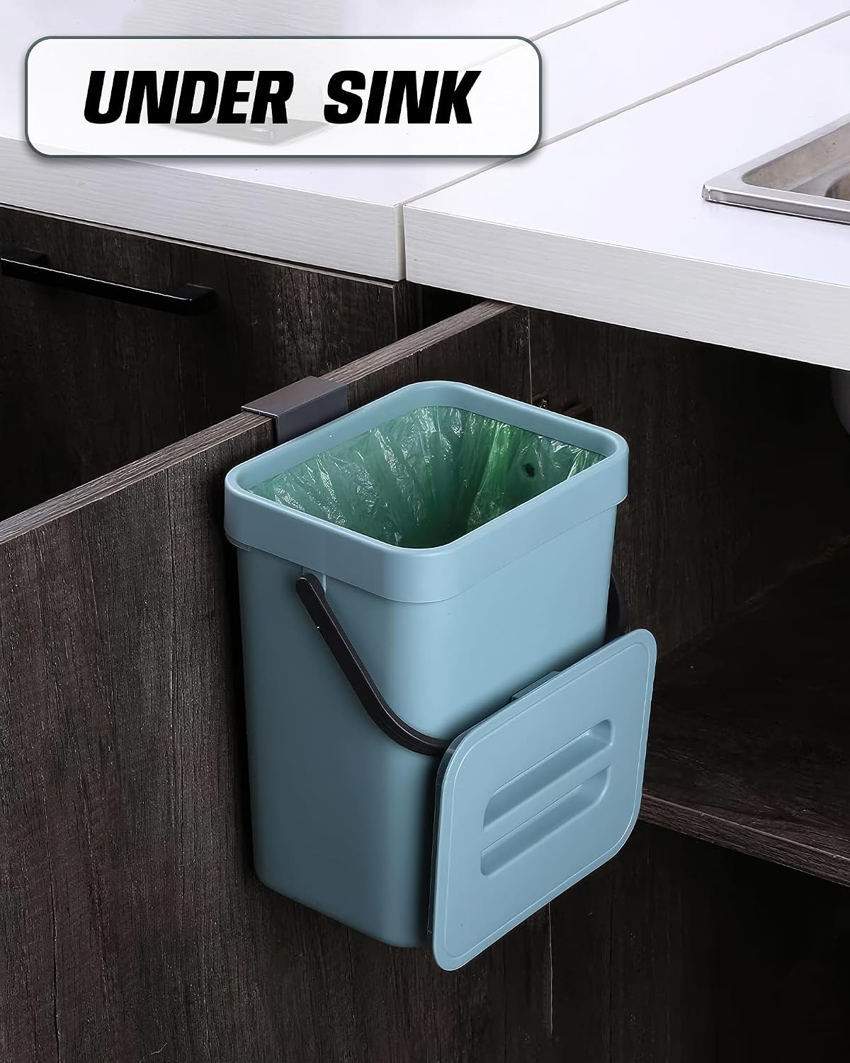 Bote basura 1.3gal con tapa colgante cocina