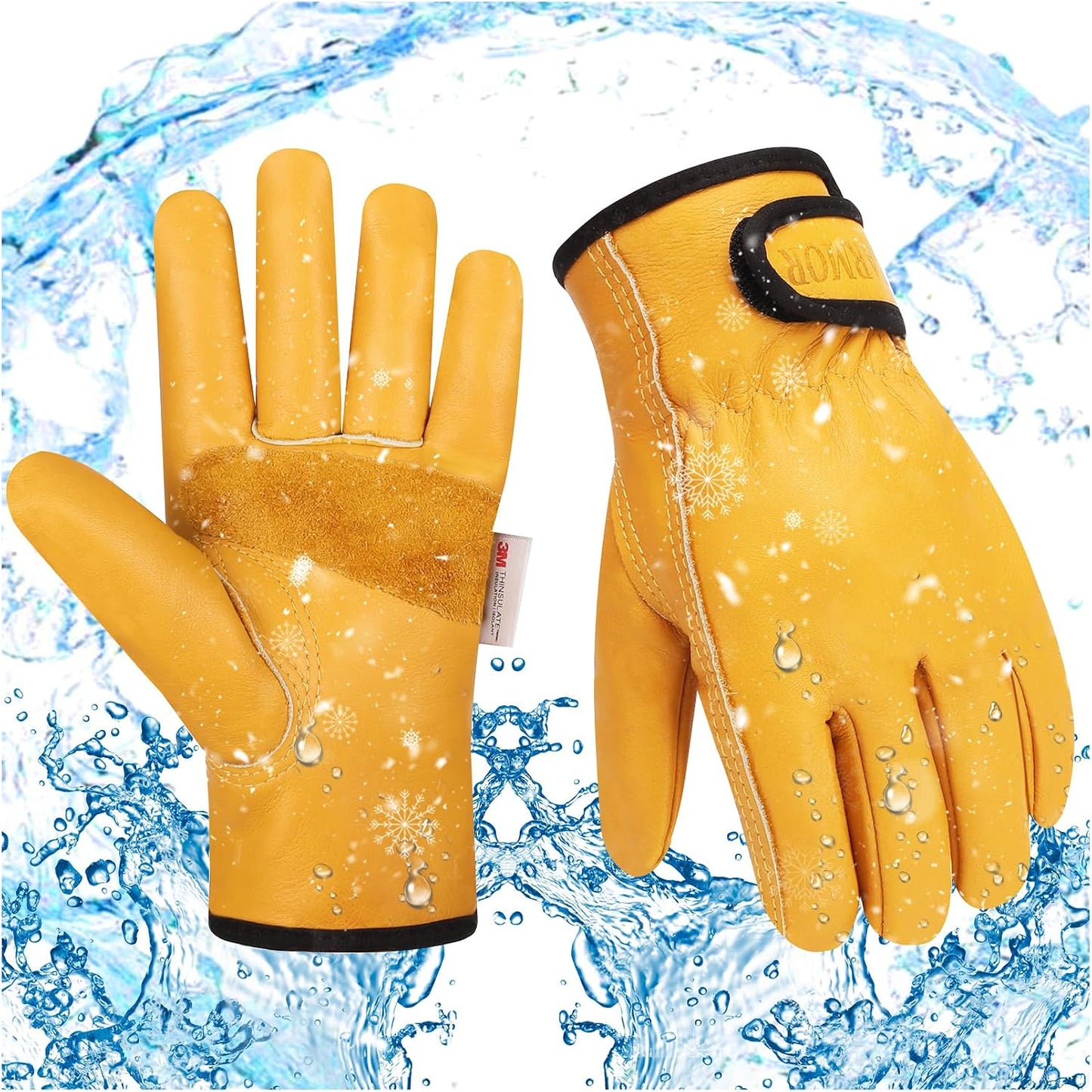 Guantes trabajo invierno cuero forro Thinsulate térmicos