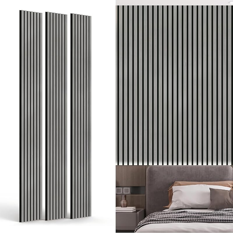 3 Paneles Pared Madera 94.5x11.4" Acústicos 3D
