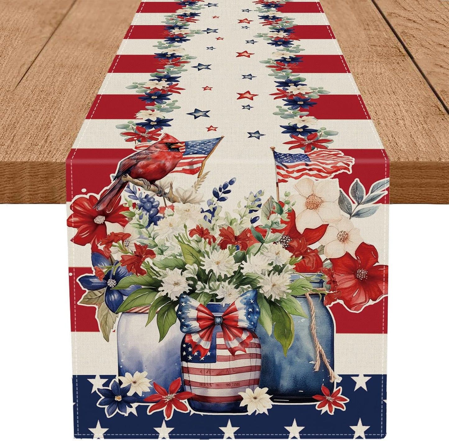 Camino mesa 4 de Julio bandera cardenales 13x36pulg