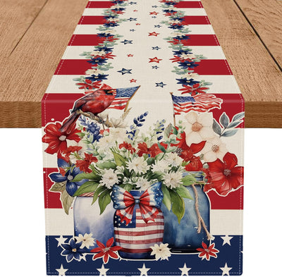 Camino mesa 4 de Julio bandera cardenales 13x36pulg
