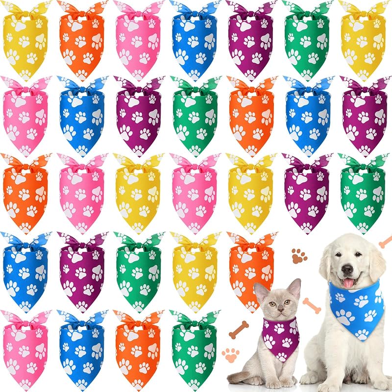 30 Bandanas Triangulares Perros Estampado Arco Iris