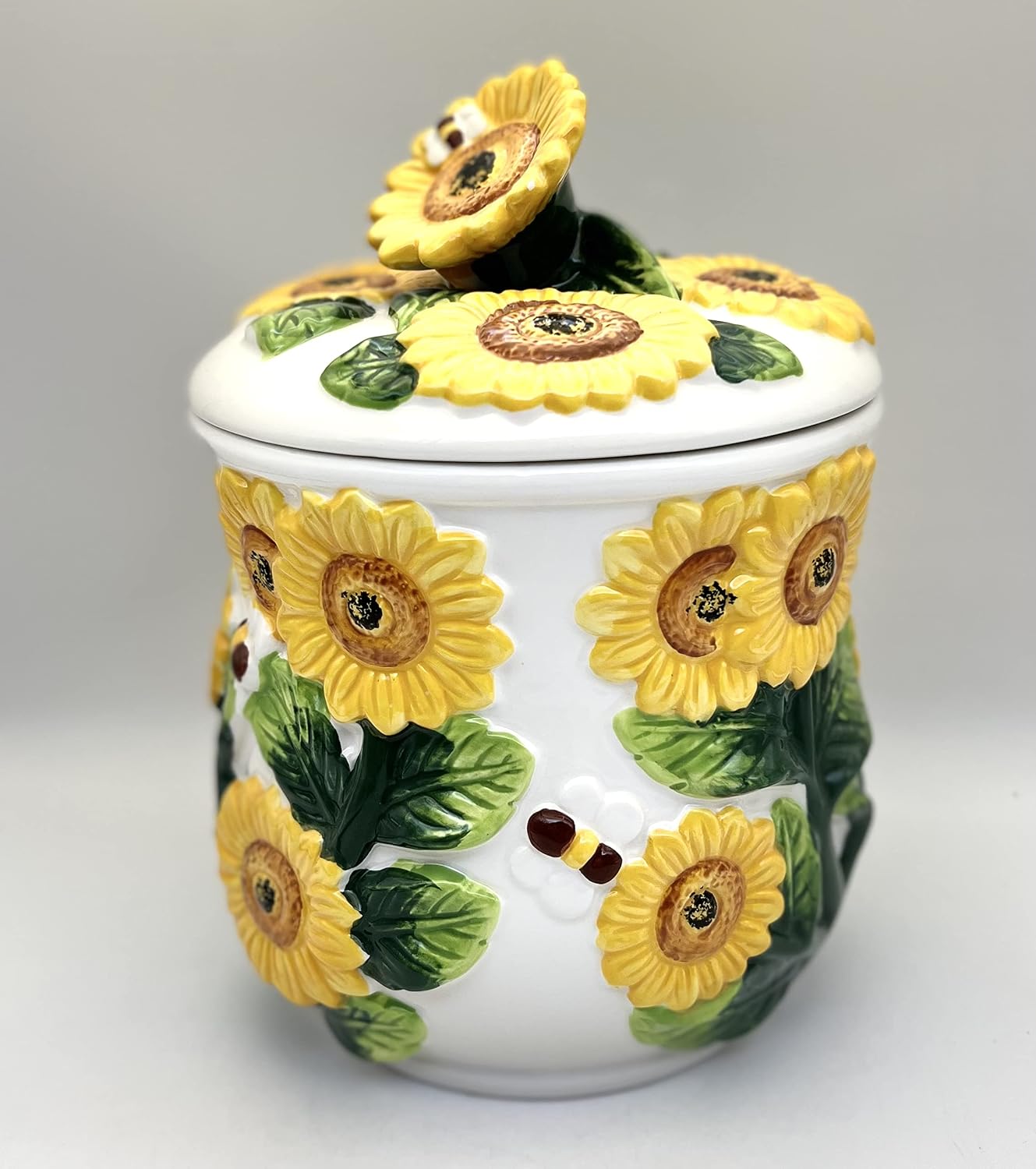 Tarro galletas pintado a mano girasol 3D