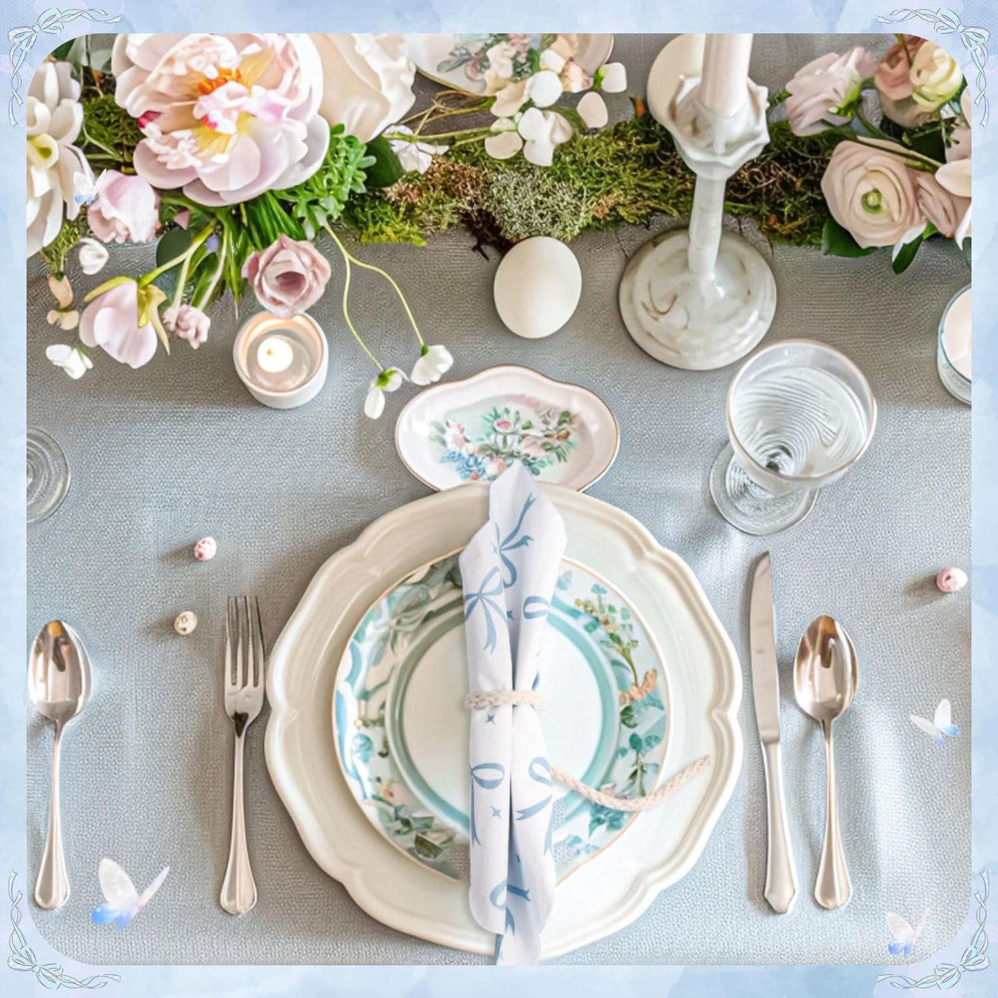50 Servilletas Lazo Azul para Fiesta Baby Shower