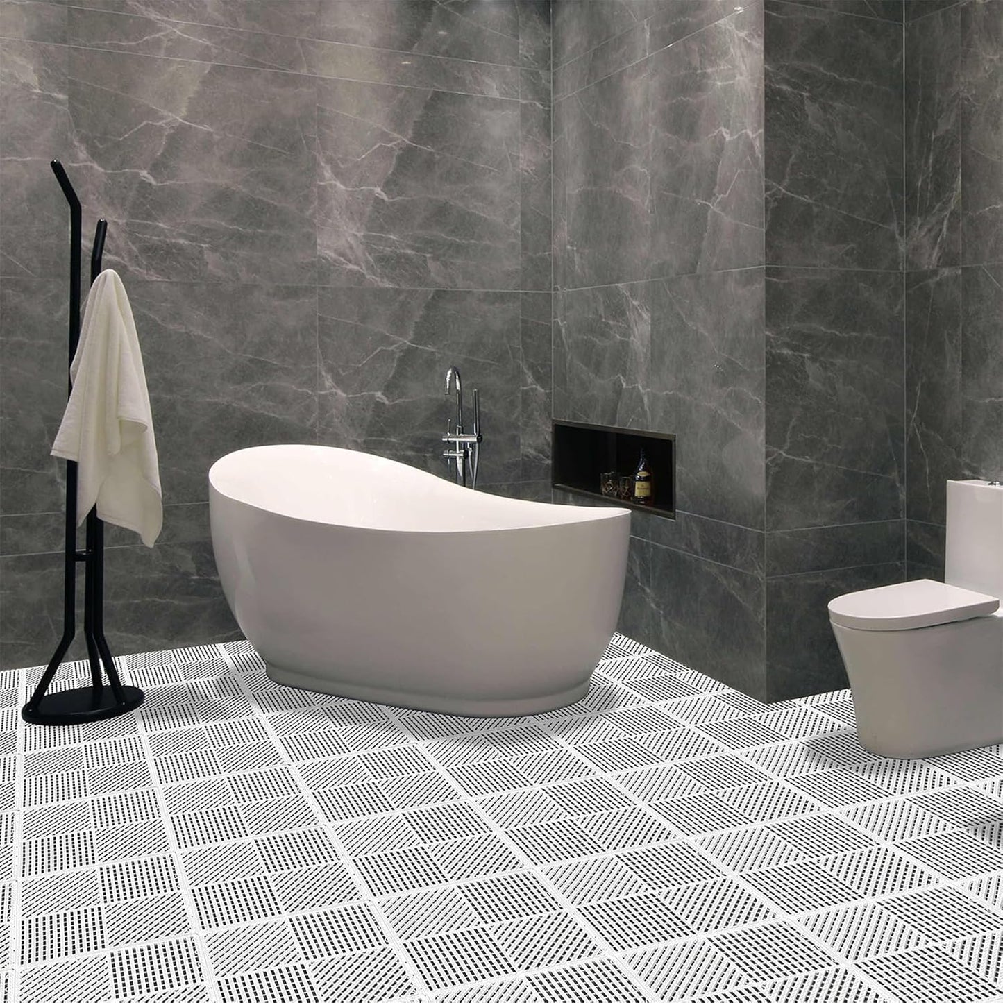 18 Azulejos Modulares Antiderrap 12x12" Color Blanco