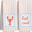 Set 2 Toallas cocina verano náutico rosa rayas 16x24