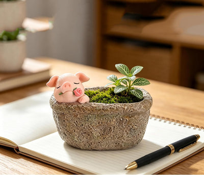 Maceta cerdo decoración hogar oficina regalo jardín hadas