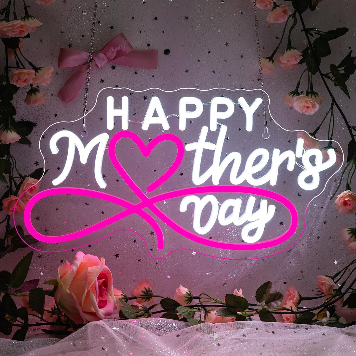 Letrero neón LED rosa para Día de la Madre decoración hogar