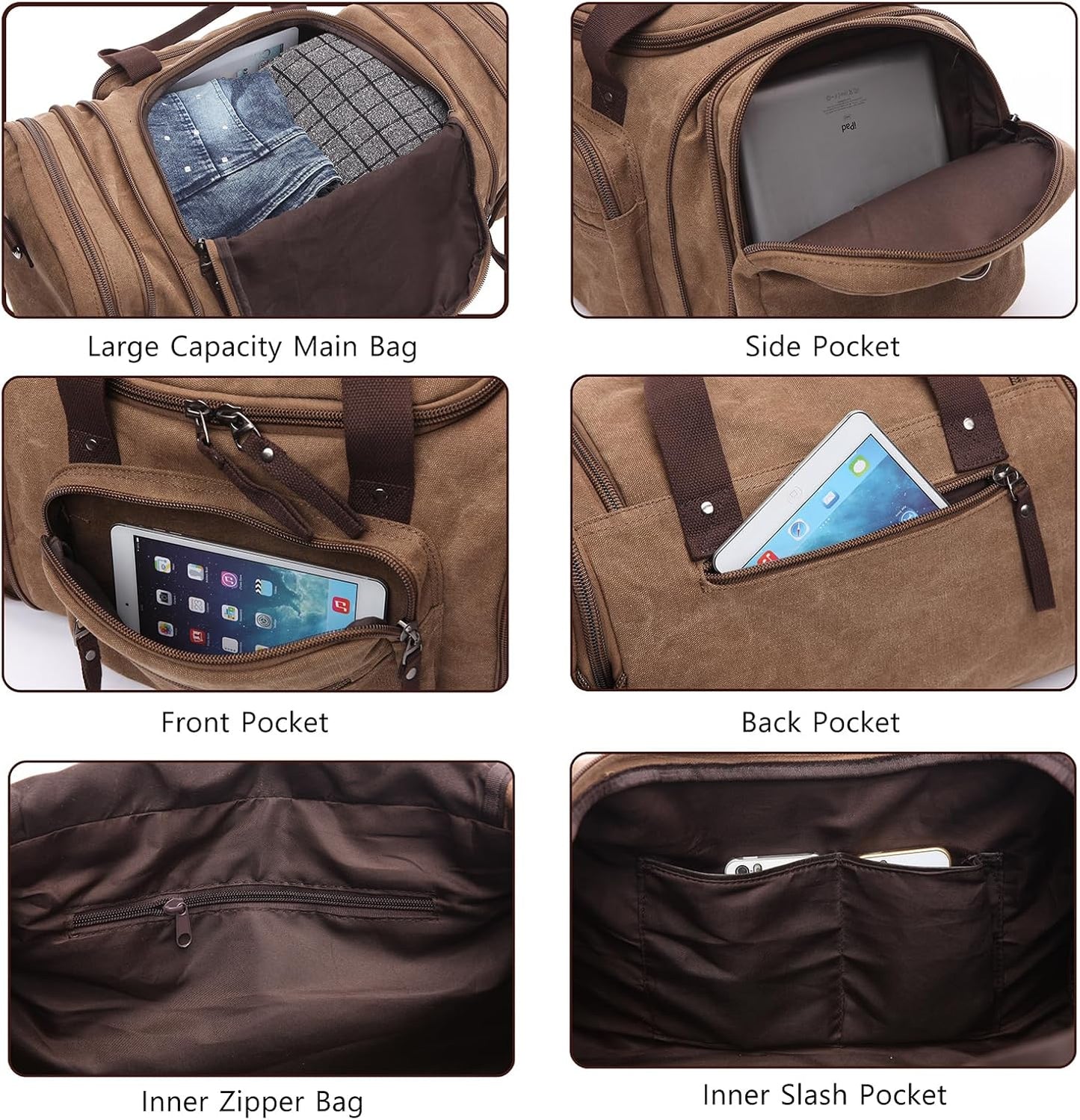 Bolsa viaje hombre fitness senderismo lona gris retro