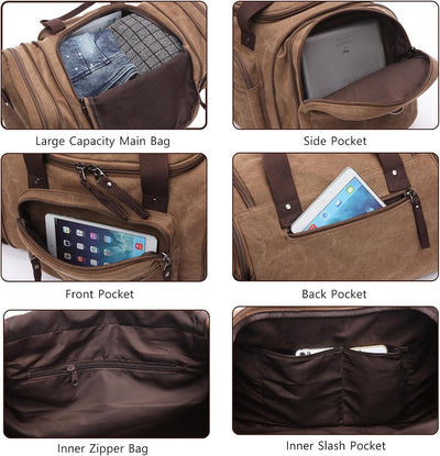 Bolsa viaje hombre fitness senderismo lona gris retro