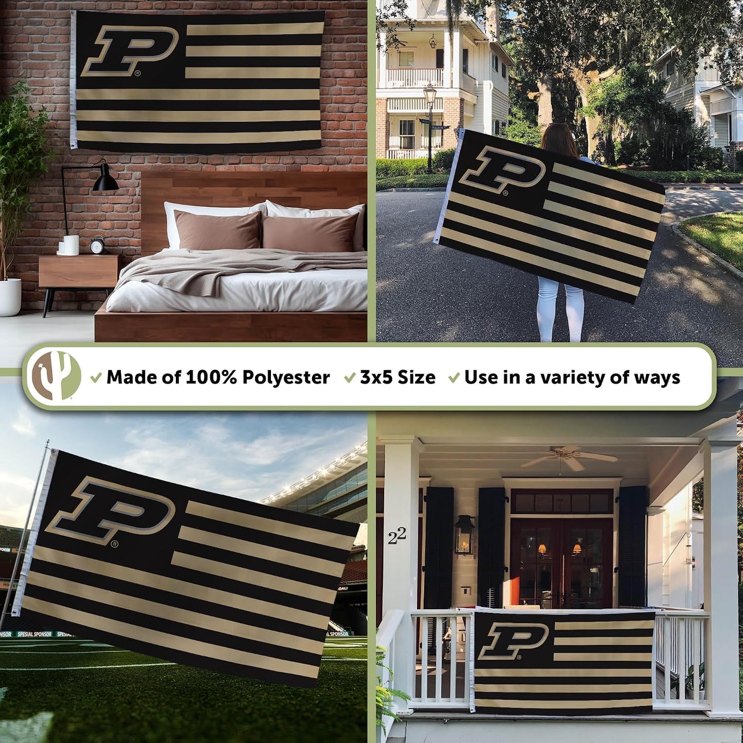 Bandera Purdue 3x5ft 100% poliéster interiores