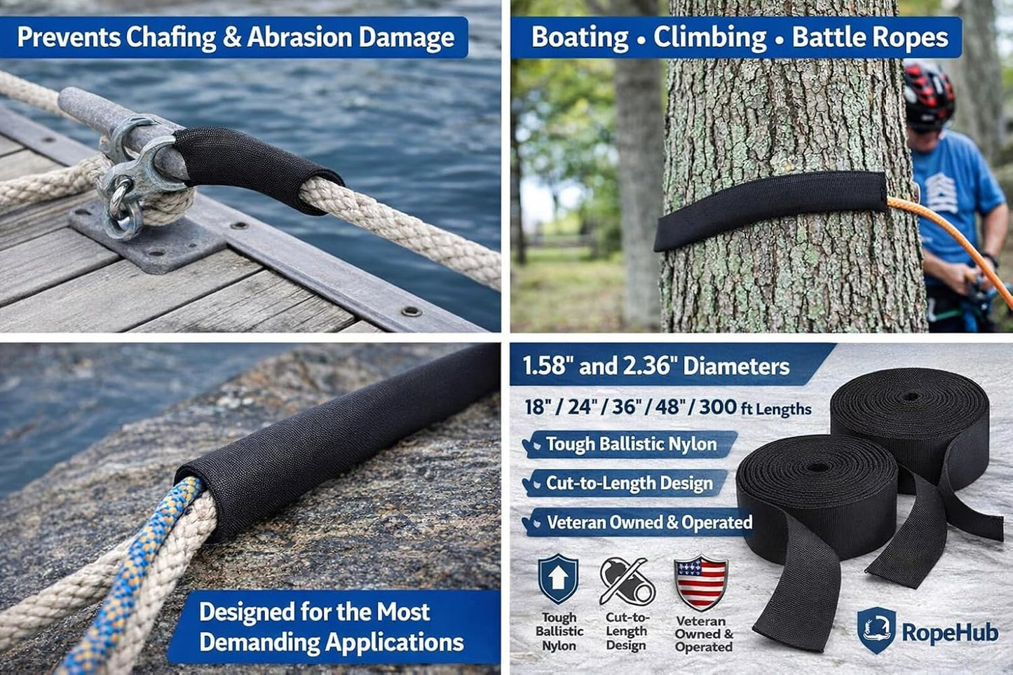 Cuerda nailon canotaje escalada 1pulg x300pies antiabrasión