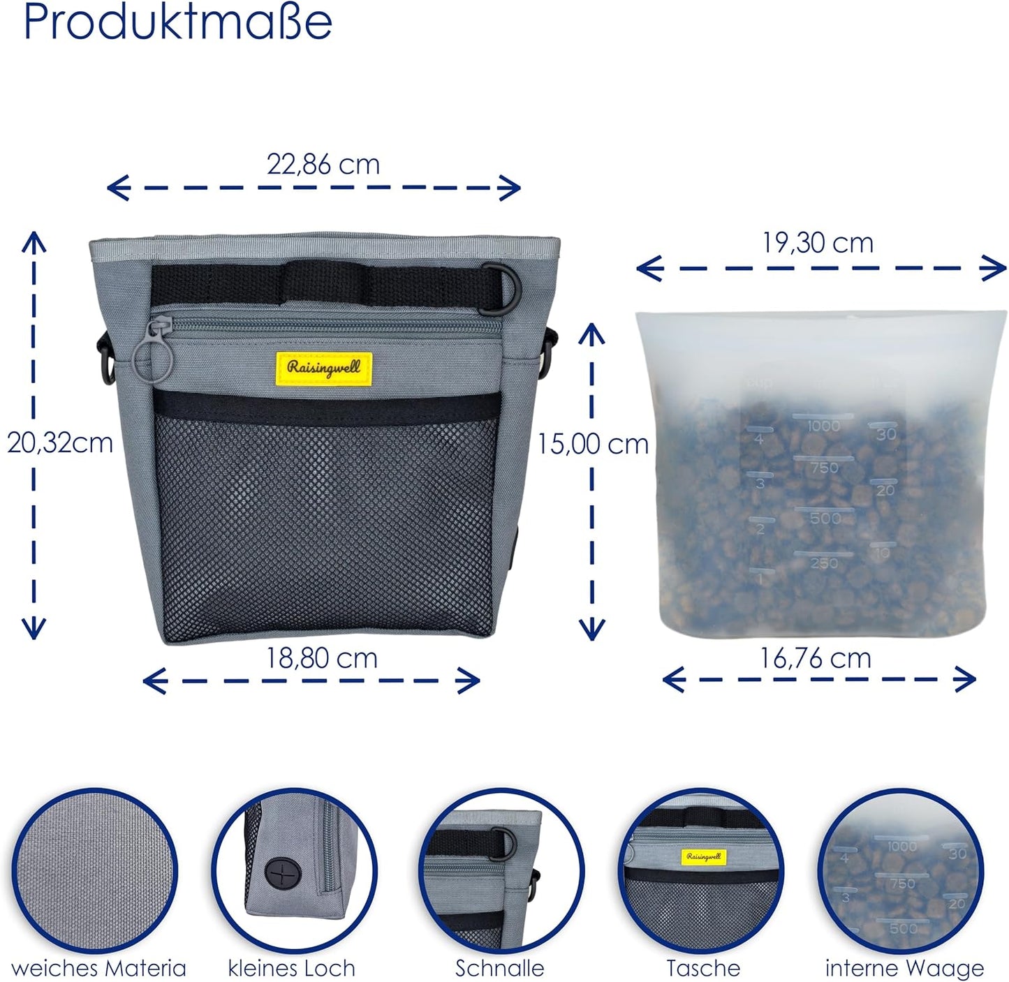 Bolsa silicona perros con cierre magnético 4 tazas clicker