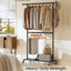 Perchero doble varilla metal ajustable ruedas freno negro