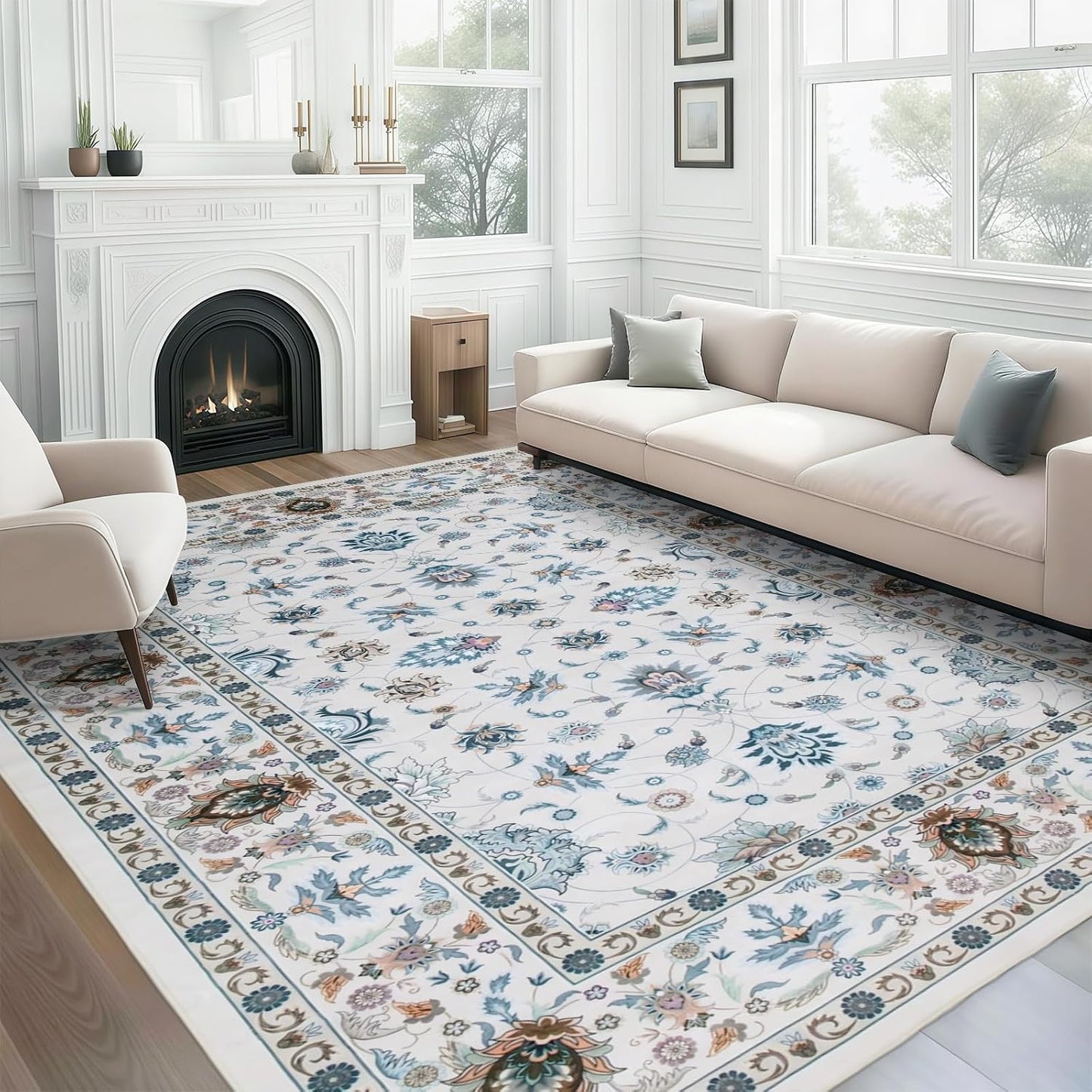 Alfombra lavable estilo boho 9x12pulg sala dormitorio