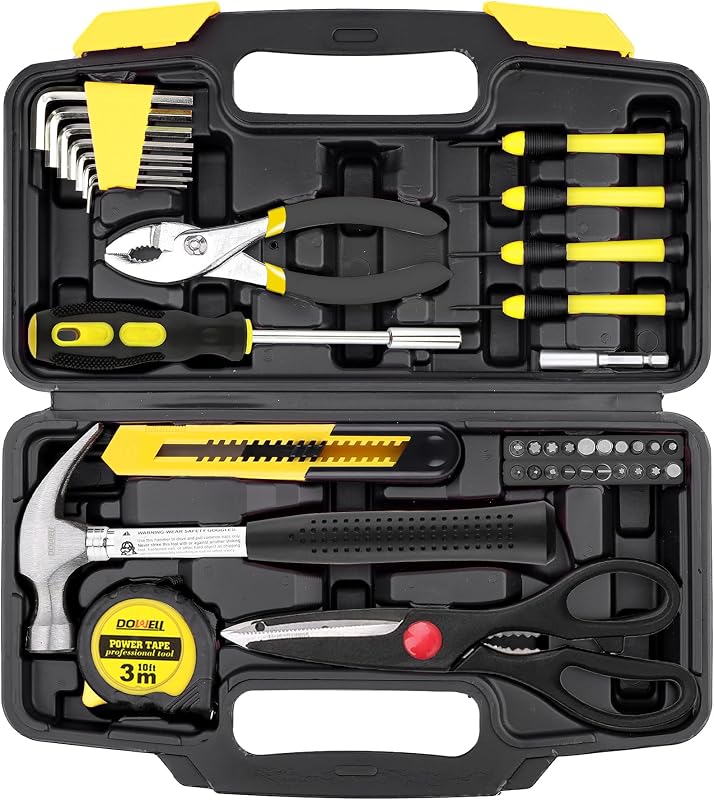 Juego 40 Pzas Herramientas Hogar Caja Plástico Amarillo