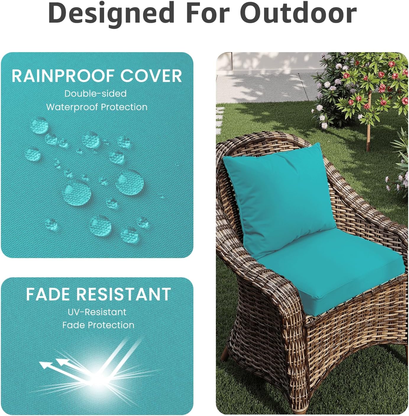 Cojín asiento patio 17x16" impermeable con asa