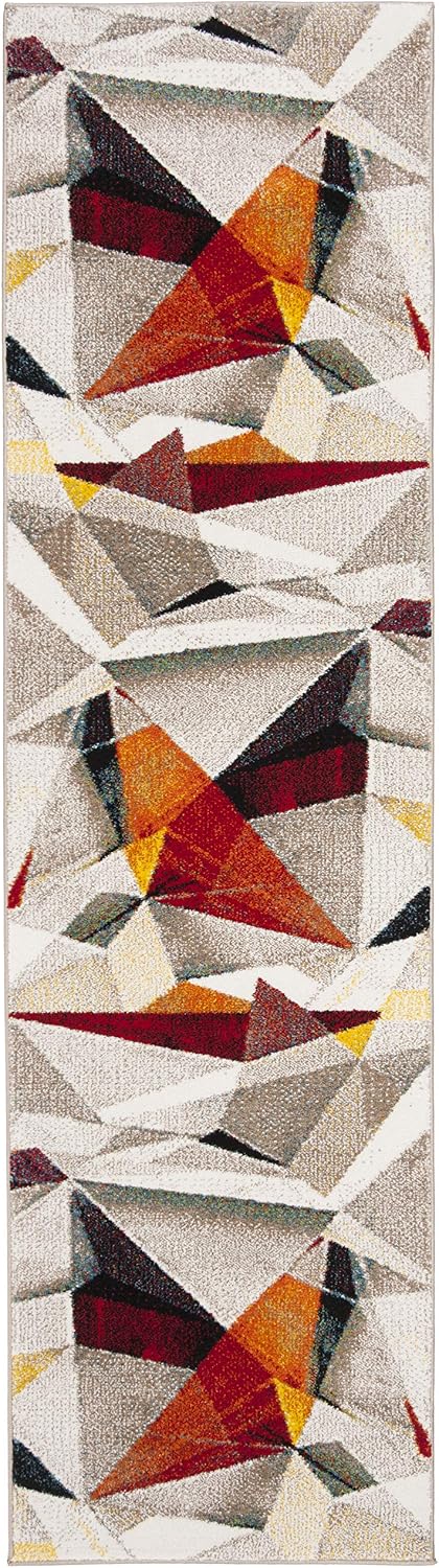 Alfombra decorativa 2'3x4' gris claro y naranja moderna