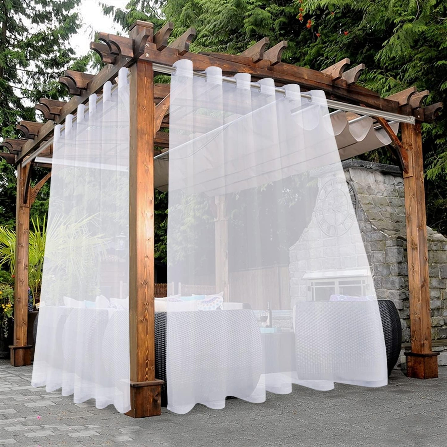 2 Cortinas gasa transparente blancas impermeables