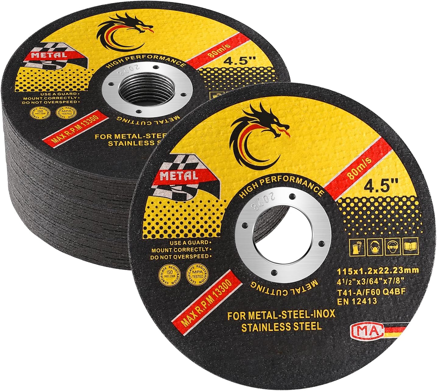 Disco corte 4 1/2 pulg metal acero inox 30 pzas