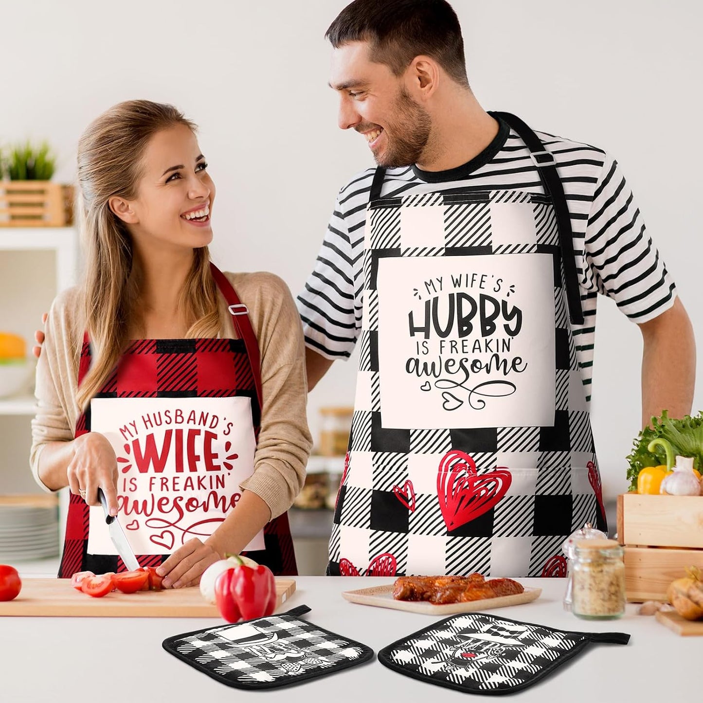 Delantal para pareja Xtimee Mr y Mrs regalo boda cocina