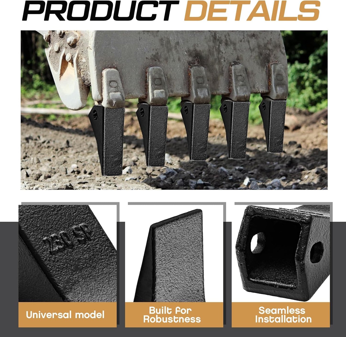 Set 5 Pzas Dientes Excavadora 230SP Comp Case Deere