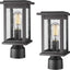 Set 2 lámparas poste exterior negro vidrio sembrado